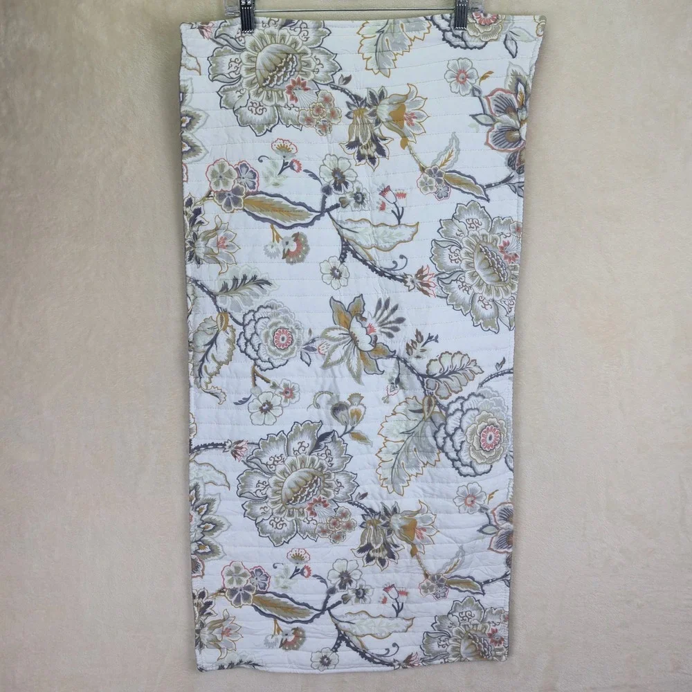 Bee & Willow Home Quilted Floral Pillow Sham King‎ Size Cottagecore Gray